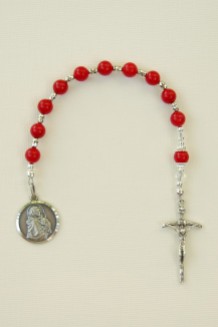 Red Coral-Sterling Pocket Rosary